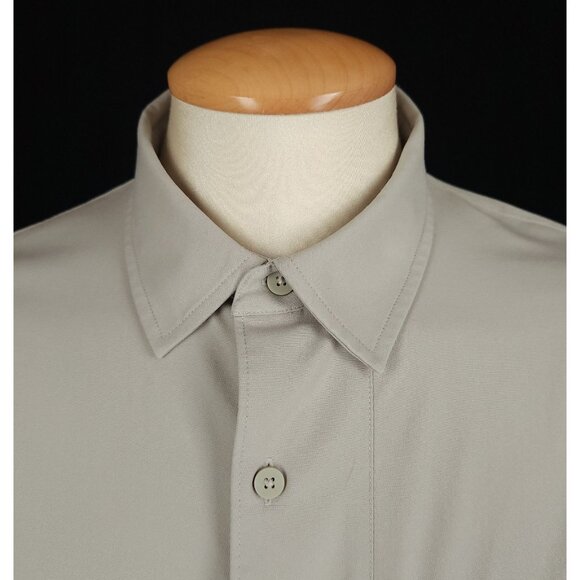 Lululemon Vented Mesh Long Sleeve Button Up Shirt Size L Mens Beige - Picture 2 of 7